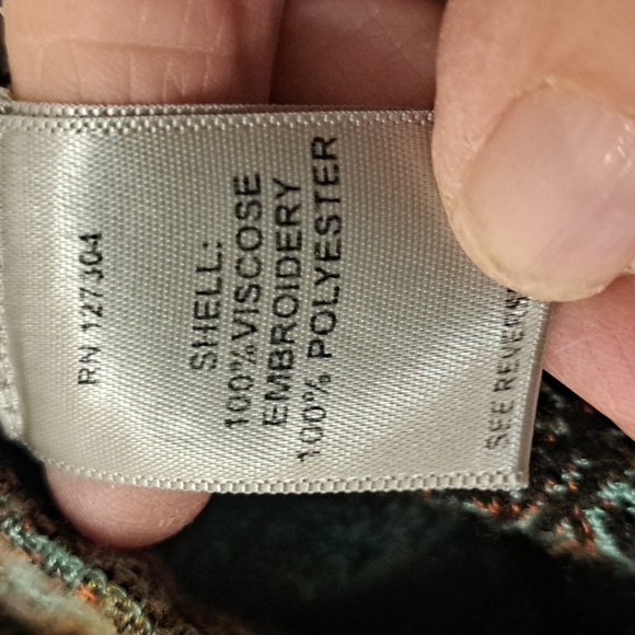 John Mark Black & Multi Color W/ Embroidered Detail Slit Side Schaket SzL EUC - Picture 10 of 11